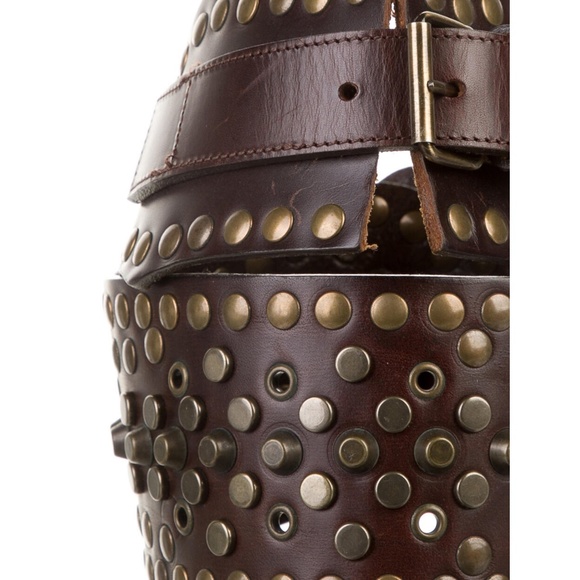 Dolce & Gabbana Vintage Brown Wide Rivet Belt - Picture 2 of 2